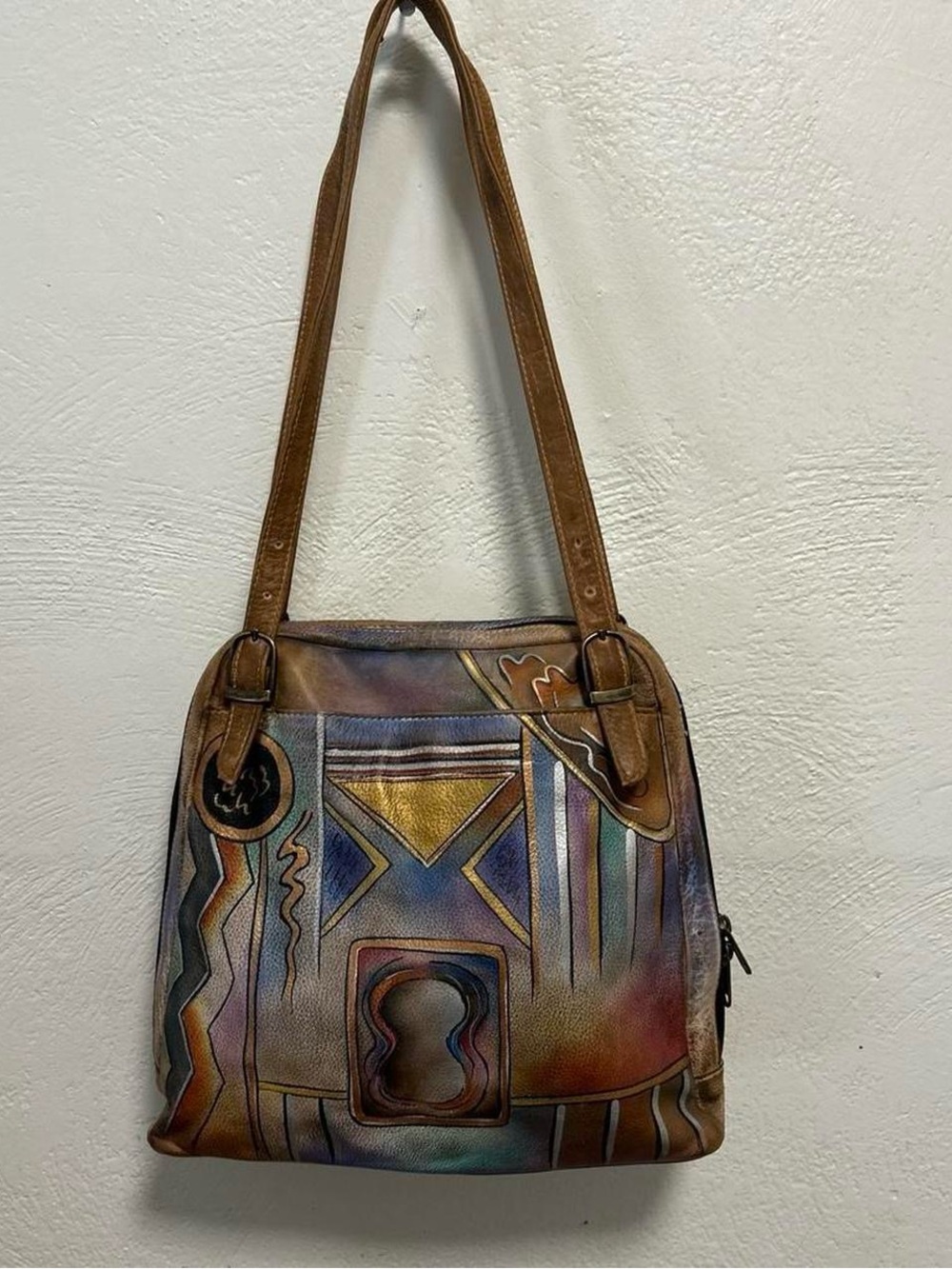 Anuschka Multicolor Leather Shoulder Bag - Brown Strap